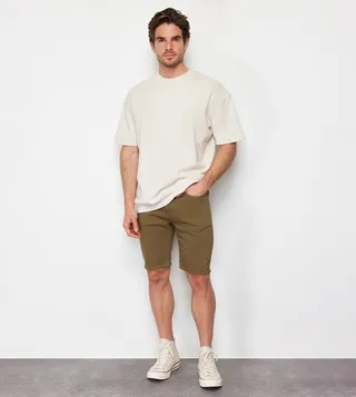 Solid Slim Fit Denim Shorts