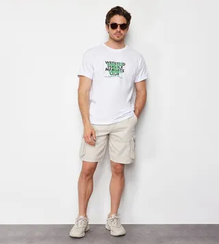 Button Closure Cargo Shorts