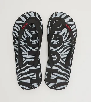 Logo Printed Thong Strap Flip-Flops