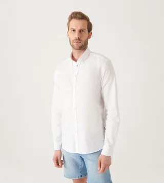 Solid Long Sleeves Oxford Shirt