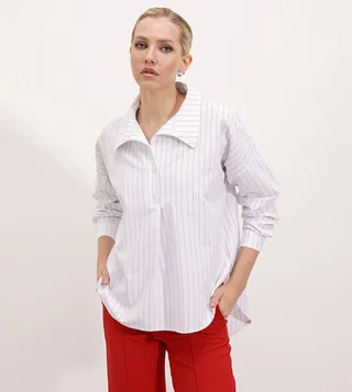 Striped Long Sleeves Oversized Shirt