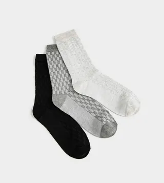 3-Pack Geometric Patterned Socket Socks