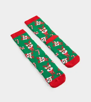 Christmas Theme Print Socket Socks