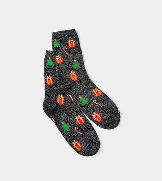 Christmas Theme Print Socket Socks