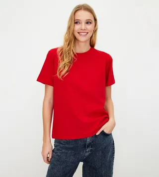 Solid Crew Neck Casual T-Shirt