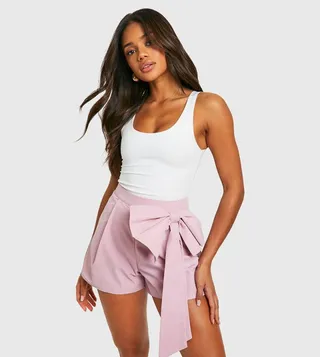 Bow Detail Elastic Waist Shorts