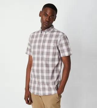 Tonal Blush Check Short Sleeves Shirt