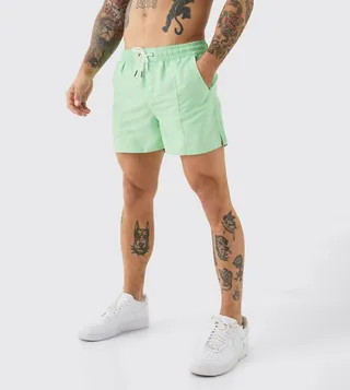 Short Length Pin Tuck Smart Swim Shorts
