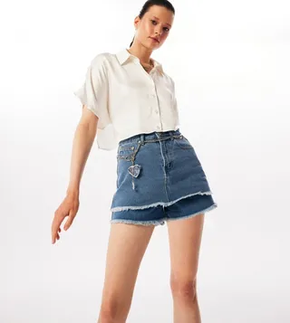 Solid Short Sleeves Satin Shirt