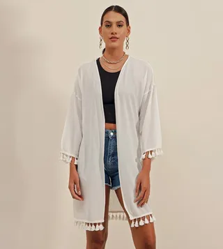 Tasseled Long Sleeves Kimono