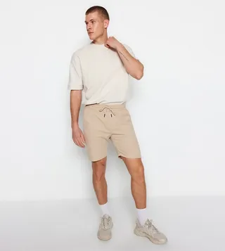Solid Drawstring Waist Shorts