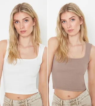 Pack of 2 Solid Crop Top