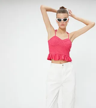 Underwired Ruffle Trim Strappy Top