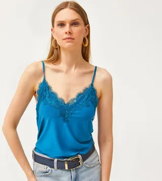 Lace Detail Strappy Cami Top
