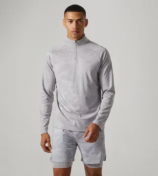 Camo Print Quarter Zip Active Top