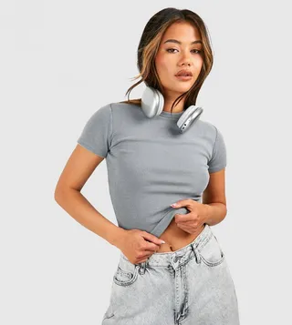 Acid Washed Short Sleeves Top