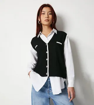 Knitted Mono Button Through Waistcoat