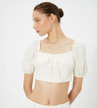 Solid Ruched Crop Top