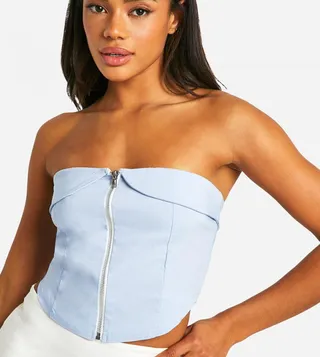 Bengaline Zip Bandeau Corset Top