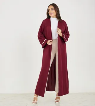 Oversized Maxi Kimono with Embroidered Tape