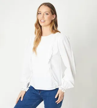 Broderie Ruffle Detail Top