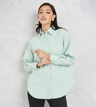 Solid Collared Button Up Shirt