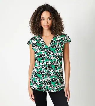 Floral Print Jersey Frill Top