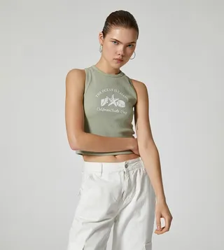 Printed Cropped Tank Top