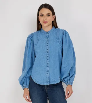 Button Detail Denim Shirt