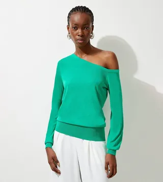 Solid Asymmetric Shoulder Top