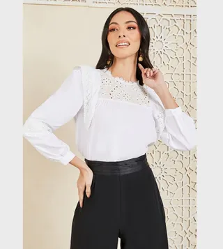 Schiffler Lace Trim Round Neck Top