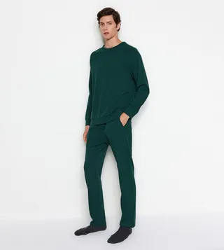 Regular Fit Crew Neck Knitted Pyjama Set
