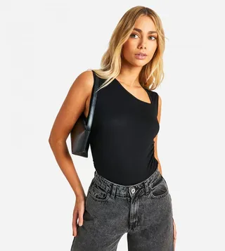 Asymmetric Sleeveless Bodysuit Top