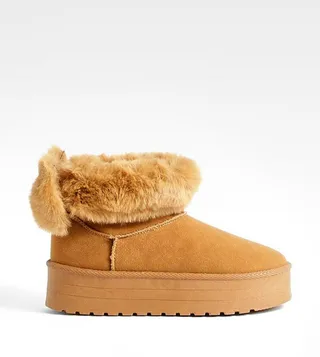 Fur Trim Platform Mini Cosy Boots