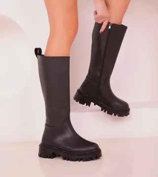 Zippered Calf Length Boots