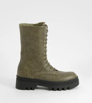 Washed Pu Hiker Boots
