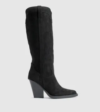 Wide Fit Knee High Chunky Rand Western Cowboy Boots