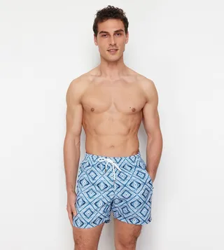 Printed Drawstring Waist Swim Shorts