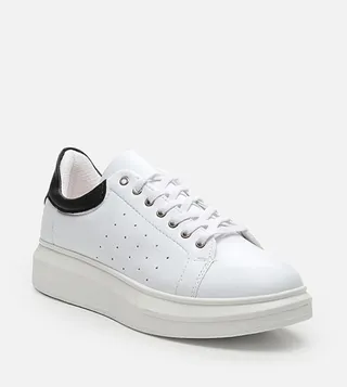 Textured Platform Lace-Up Sneakers