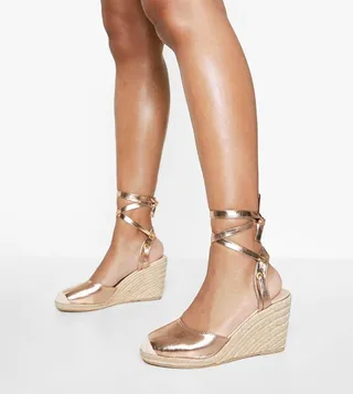 Wide Fit Lace Up Espadrille Wedges