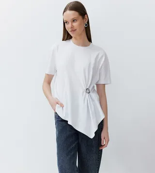 Accessory Detail Asymmetrical T-Shirt