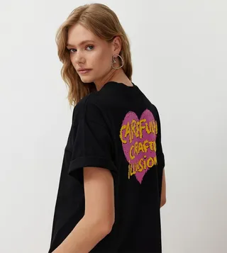Printed Oversized Crew Neck T-Shirt