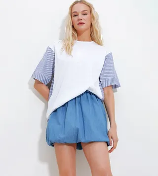 Striped Crew Neck Oversized T-Shirt