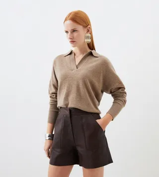 Clean Leather Pocket Detail Shorts