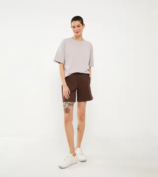 Solid Drawstring Waist Shorts