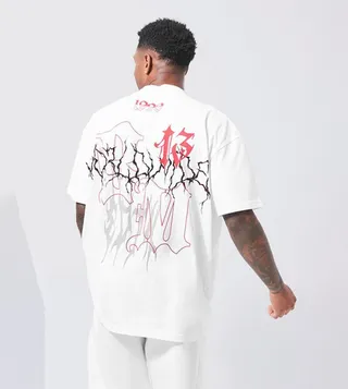 Oversized Extended Neck Graffiti T-Shirt