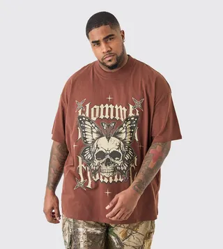 Plus Oversized Homme Skull Graphic T-Shirt
