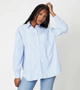Poplin Striped Button Through Shirt
