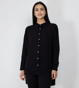 Aero Women Crinkled High-Low Shirt Tunic