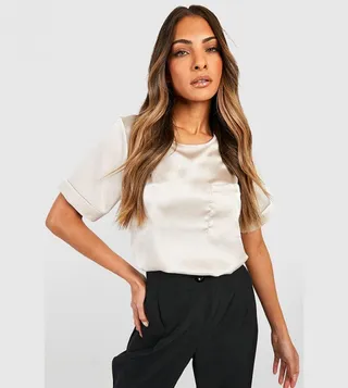 Basic Satin Pocket Detail Top